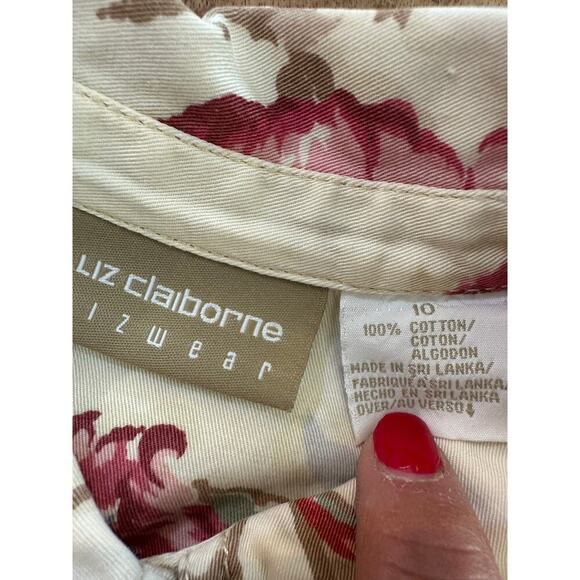 Vintage Liz Claiborne Floral Print Sleeveless Button Up Collar Shirt 10 Petite - Picture 7 of 7
